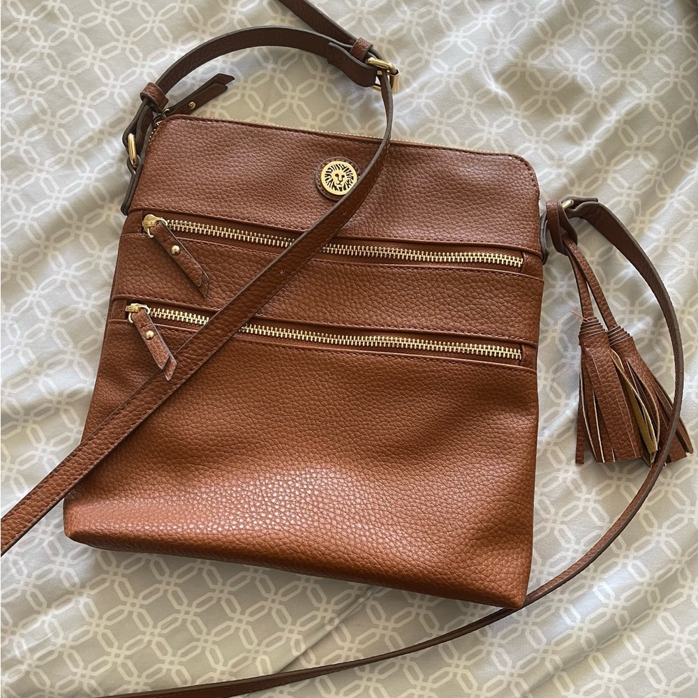 Anne Klein brown leather crossbody